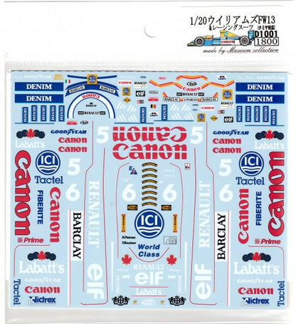 1/20 Williams FW13 & Racing Suit [D1001]