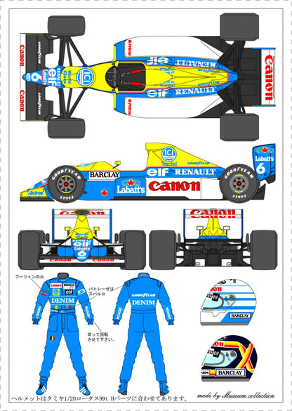 1/20 Williams FW13 & Racing Suit [D1001]