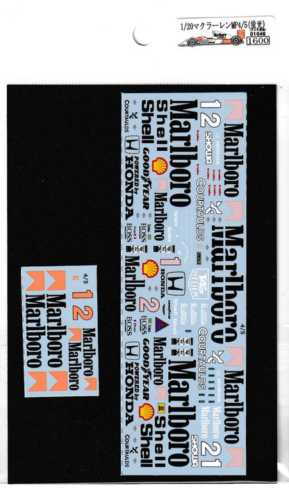 1/20 McLaren MP4 / 5 (Fluorescent Red) Decal [D1046]