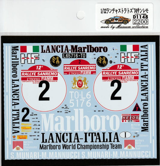 1/12 Lancia Stratos '74 Sanremo 1st Win [d1148]